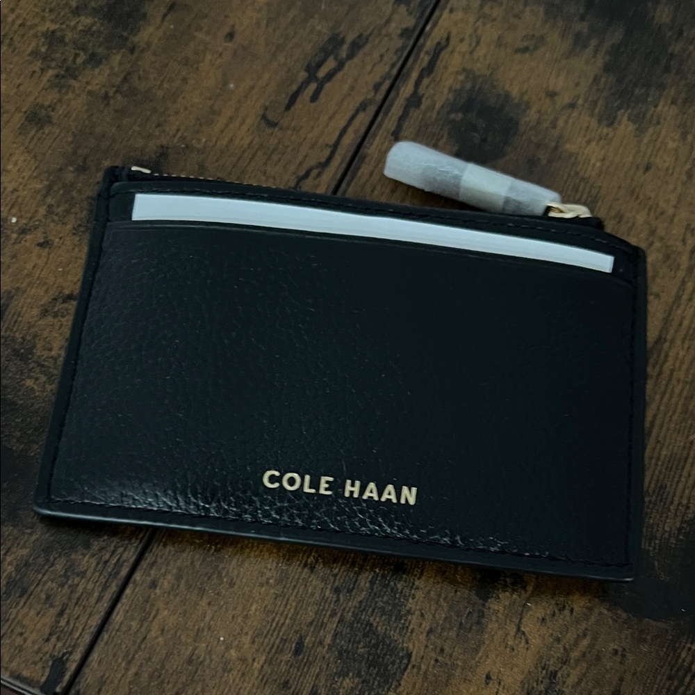 Cole Haan Black Card Holder with Gold Accents